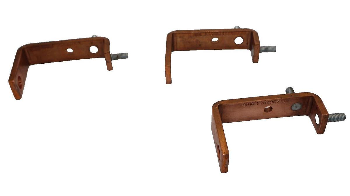 Used 4" x 1" x 1/4" x 2-1/2" x 1" Copper Buss Bar (Lot of 3)