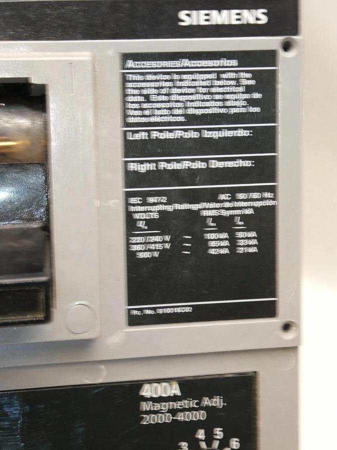 Siemens HJXD62B400 Breaker 2p 2 pole 600v 400a 400 A Amp XJXD6-A 400a trip NEW