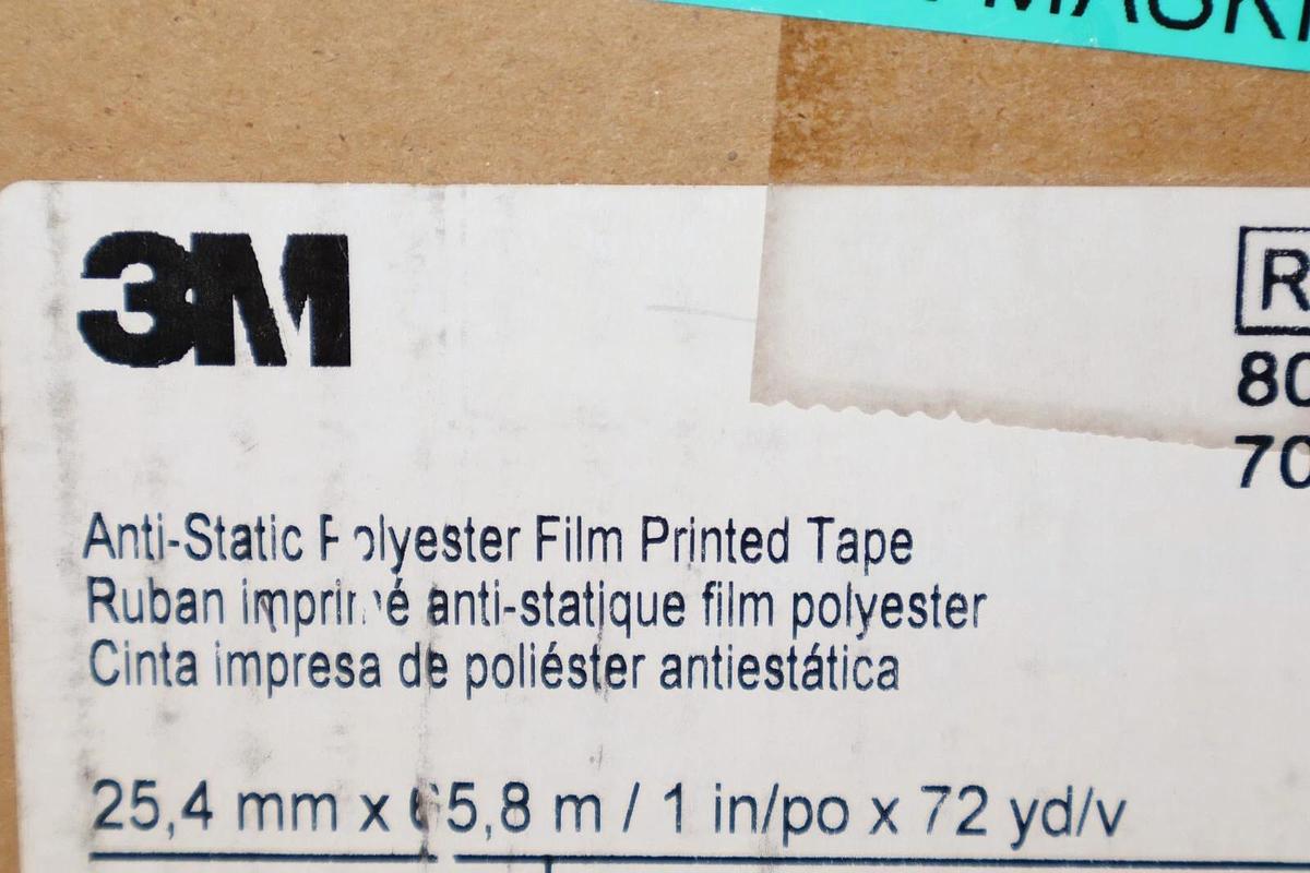 3M 40PR 1" x 72 yd Anti-Static Polyester Film Printed Tape (NEW)
