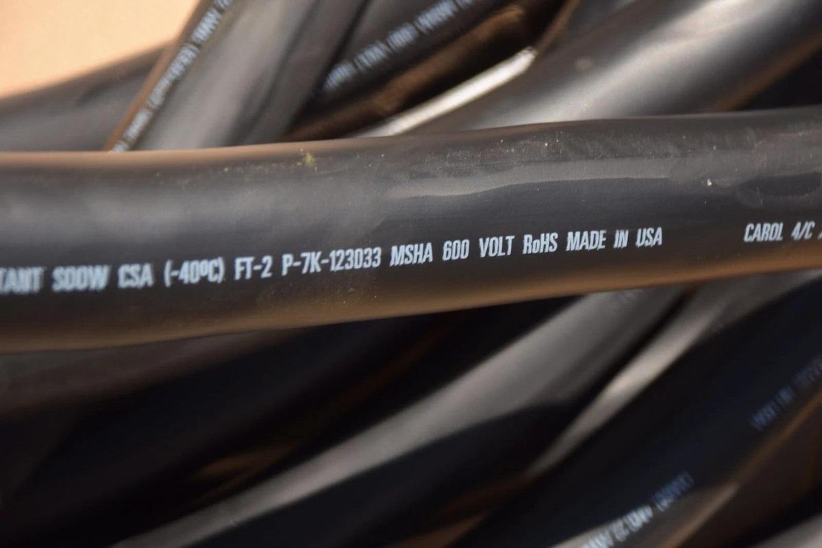 80' Carol SOOW Flexible Cord Cable Jacket P-7K-123033 MSHA 2AWG 4/C 600V Copper