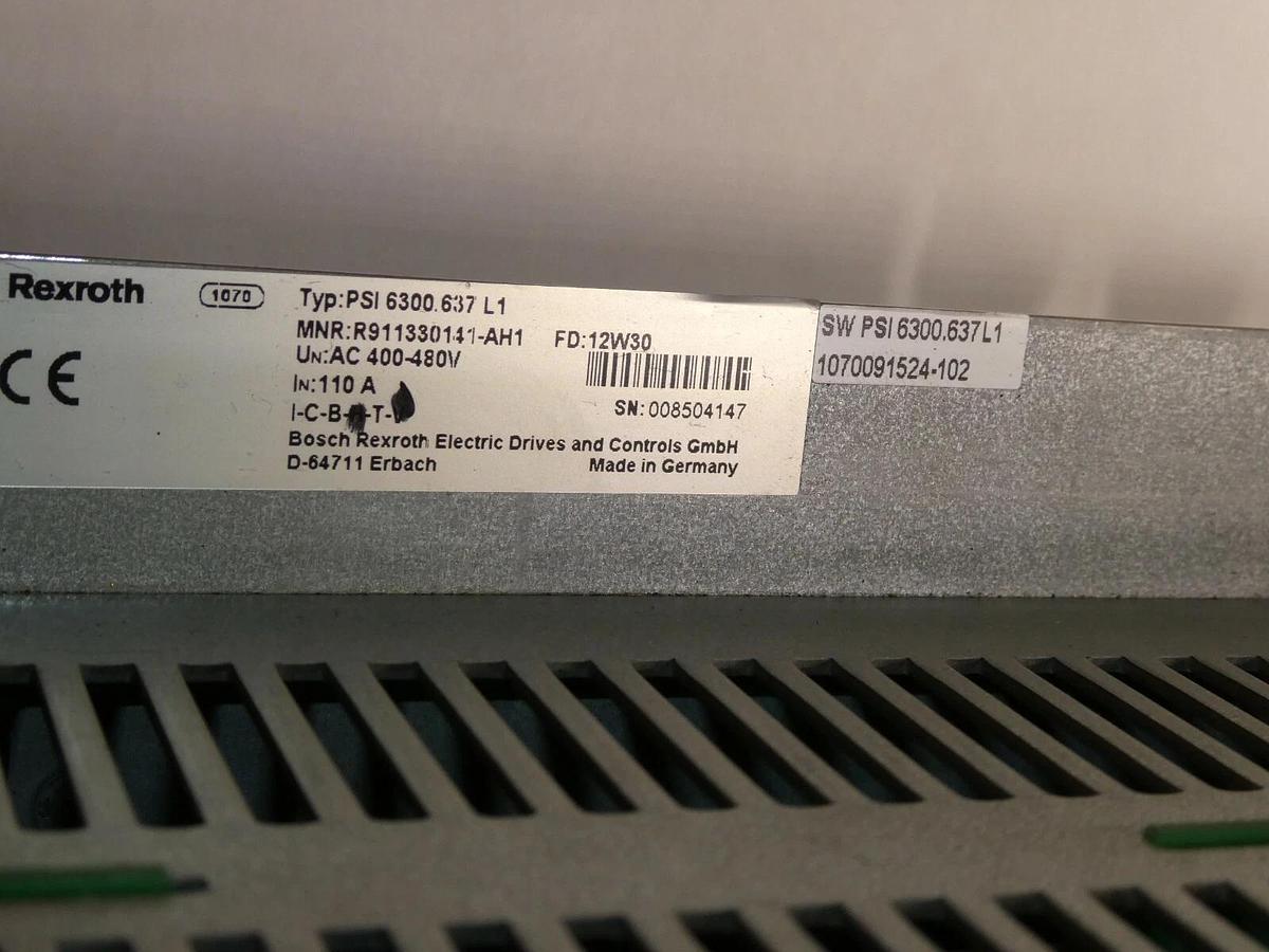 Used Rexroth Bosch PSI 6300.637L1 Inverter R911330141-AH1  PSI6000 w/card 1070091802