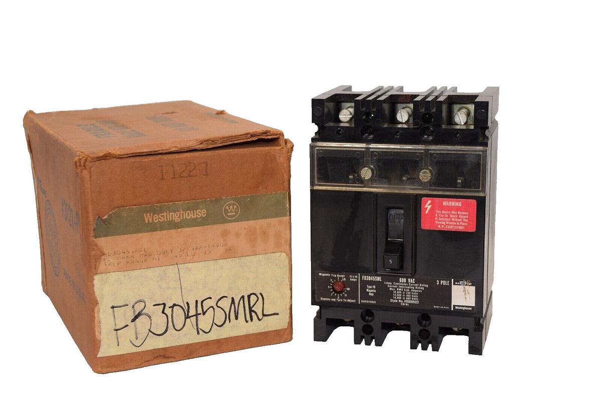 (NEW) WESTINGHOUSE FB3045SML 5A 3Pole 600Vac Circuit Breaker