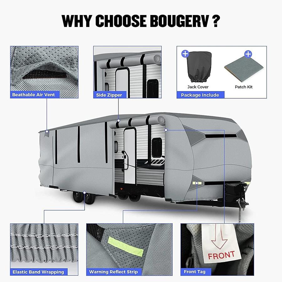 Used BougeRV Travel Trailer RV Snow Cover, Fit for 18'-20' Travel Trailer Camper *NEW