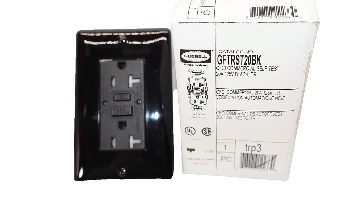 (NEW) HUBBELL GFTRST20BK 20A 125V Black GFCI Commercial Self Test Receptacle