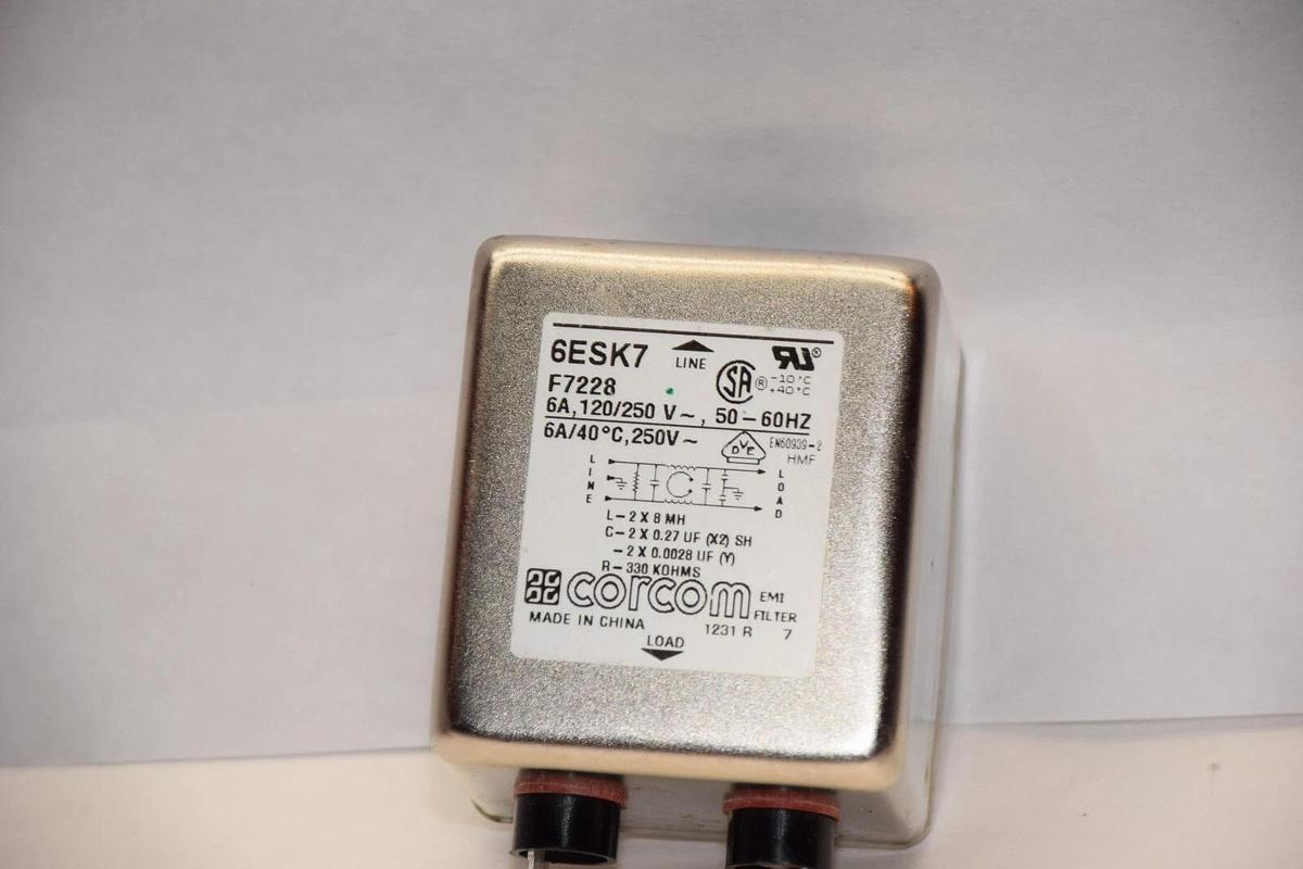 Used CORCOM 6ESK7 6A 120/250V 50-60Hz Power Entry Module