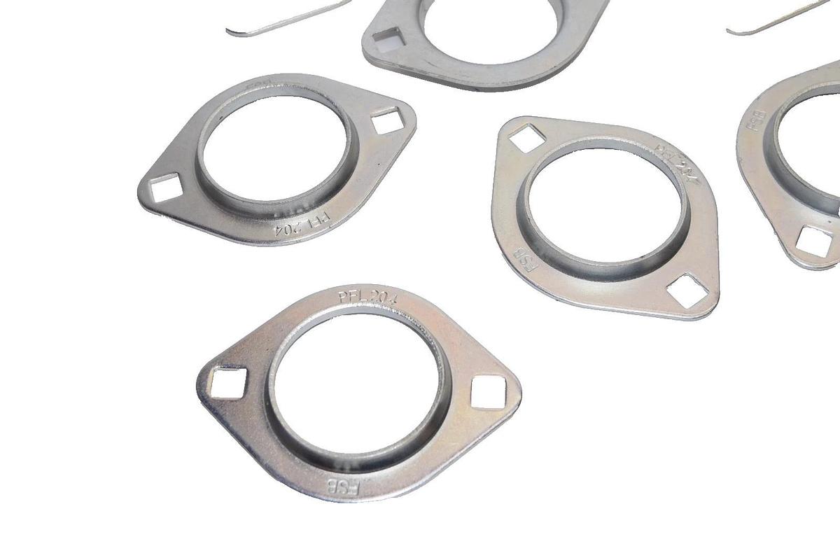 PFL204 Oval 2 Bolt Pressed Steel Bearing Housing for 204 insert (New - Lot of 8)