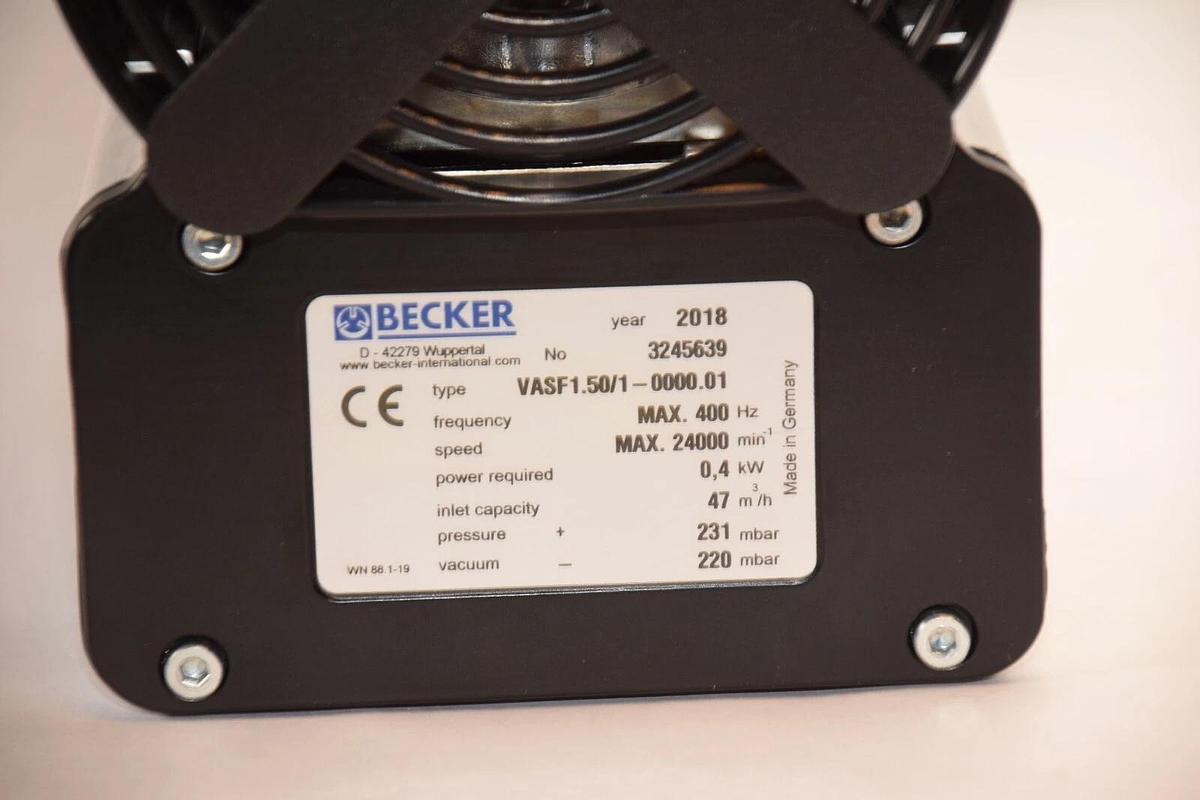 Used BECKER Double Stage Vacuum Pump VASF1.50/1-0000.01 0,4kW 1802-02356 100-240v