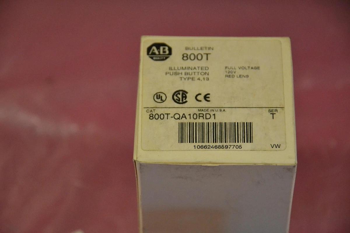ALLEN BRADLEY ILLUMINATED PUSH BUTTON 800T-QA10RD1 800T QA10RD1 RED NEW