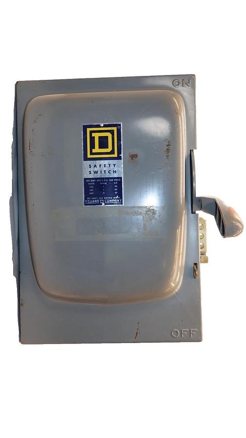 Used SQUARE D Safety Switch 100A 100 Amp 240 480 600vac 250v 3ph 3 phase