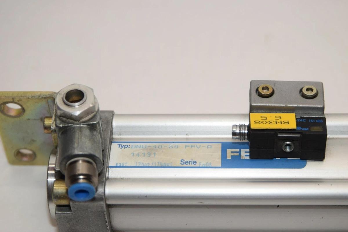 Used FESTO DNU-40-60 PPV-A 12Bar 174psi 40mm Bore 60mm Stroke Air Cylinder