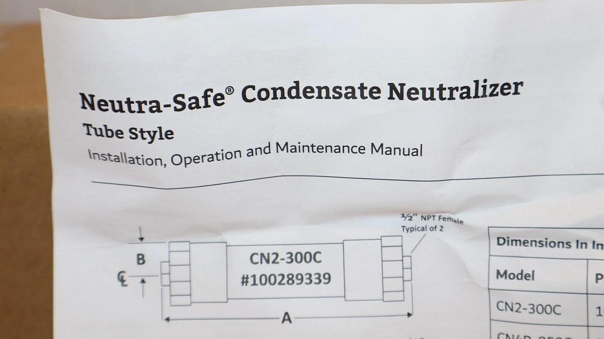Neutra-Safe Condensate Neutralizer Tube Style CN2-300 CN2-300C 100289339 (New)