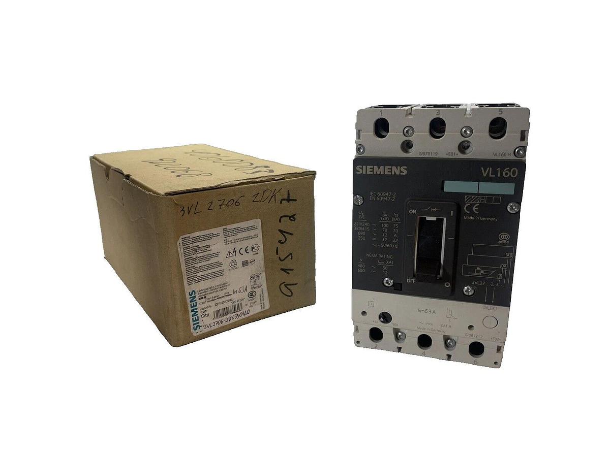 (NEW) SIEMENS 3VL2706-2DK33-0AA0 Breaker 3VL27062DK330AA0 63A 63Amp