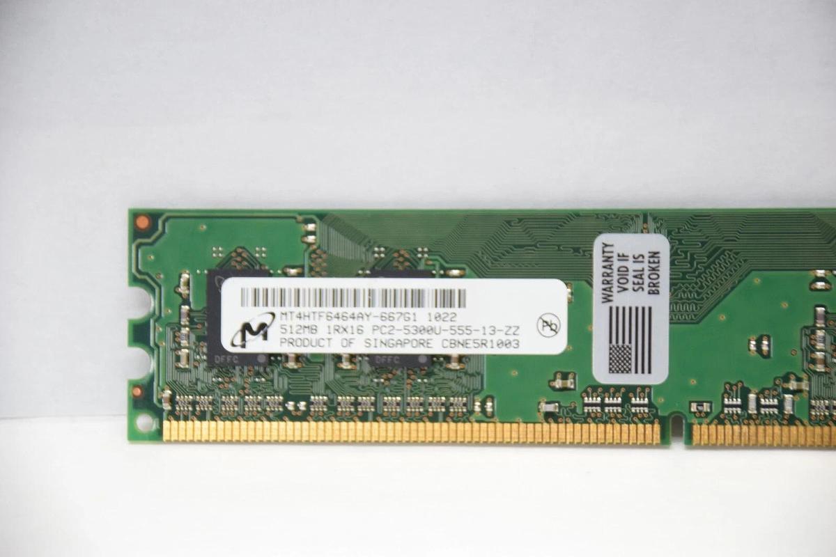 (NEW) MICRON MT4HTF6464AY-667G1 , PC2-5300U-555-13-ZZ 512MB RAM Memory