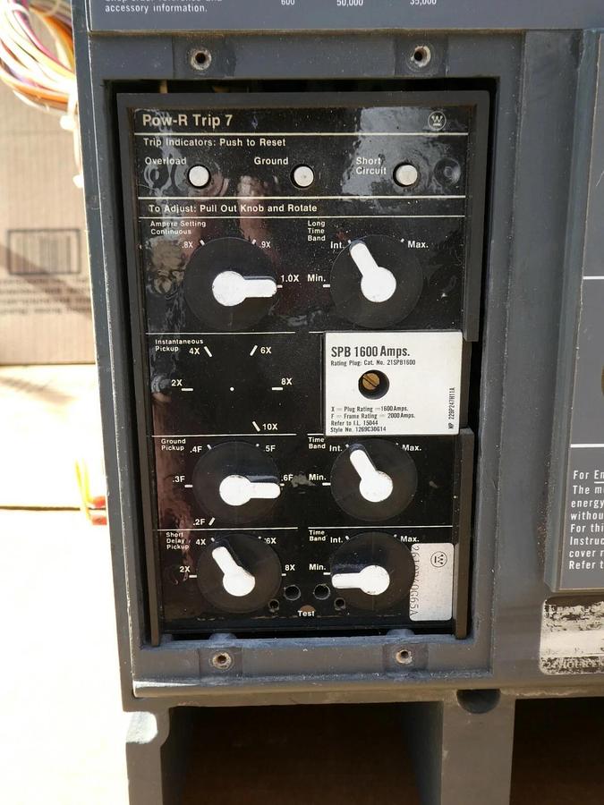 Used Westinghouse SPB 65 2000A Drawout Pow-R Breaker  w/ 1600 Amp Plug SPB100 2000 A