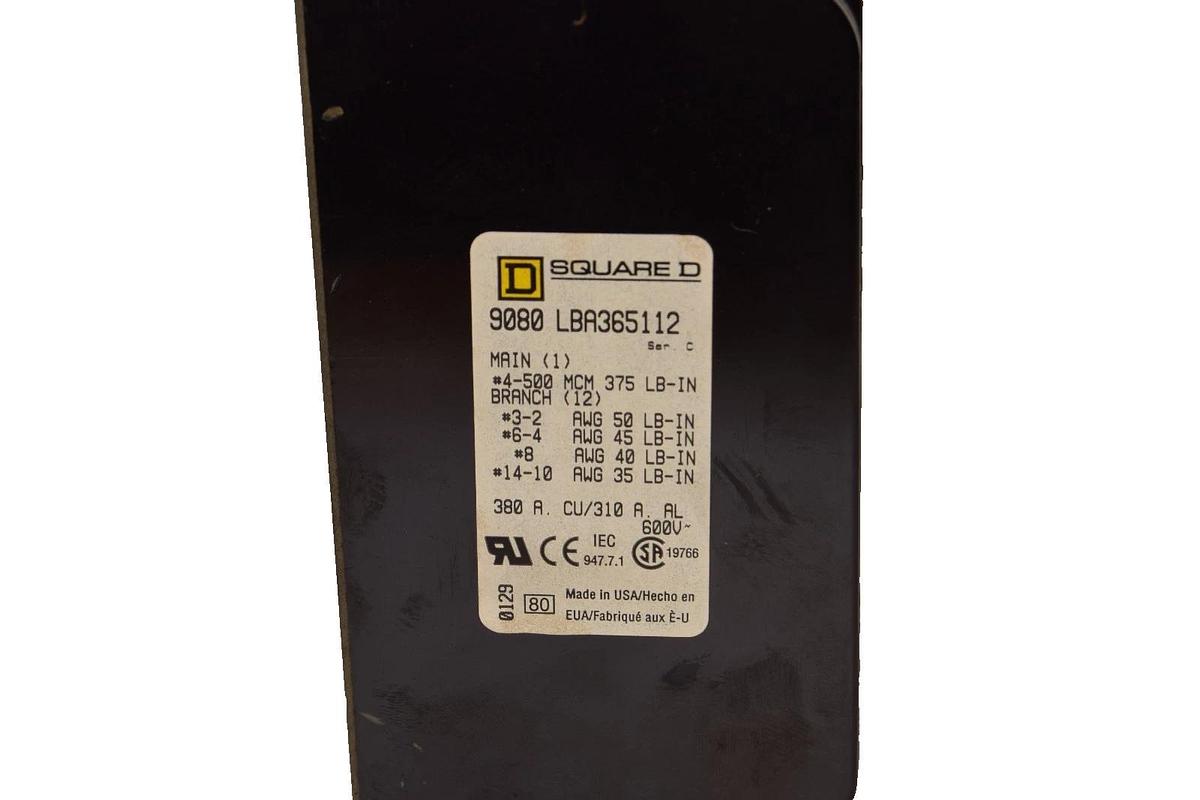 Used Square D Power Distribution Terminal Block 9080 LBA365112