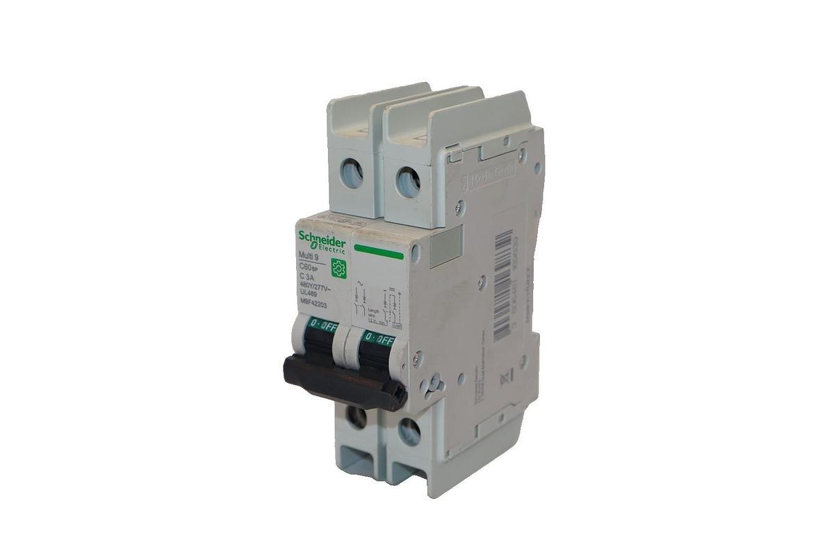 Used Schneider Electric M9F42203 3A Amp 2P Multi 9 Circuit Breaker
