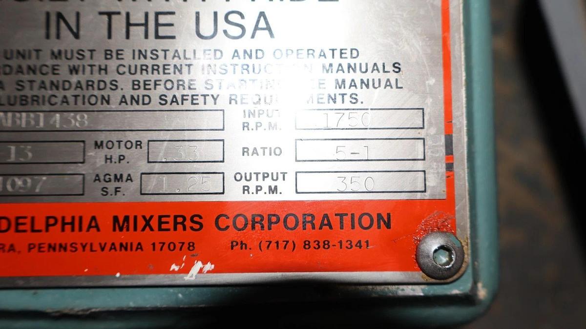 Philadelphia Portable Mixer Tank Agitator PG-13 1/3hp 350rpm 3ph Lightnin (NOS)