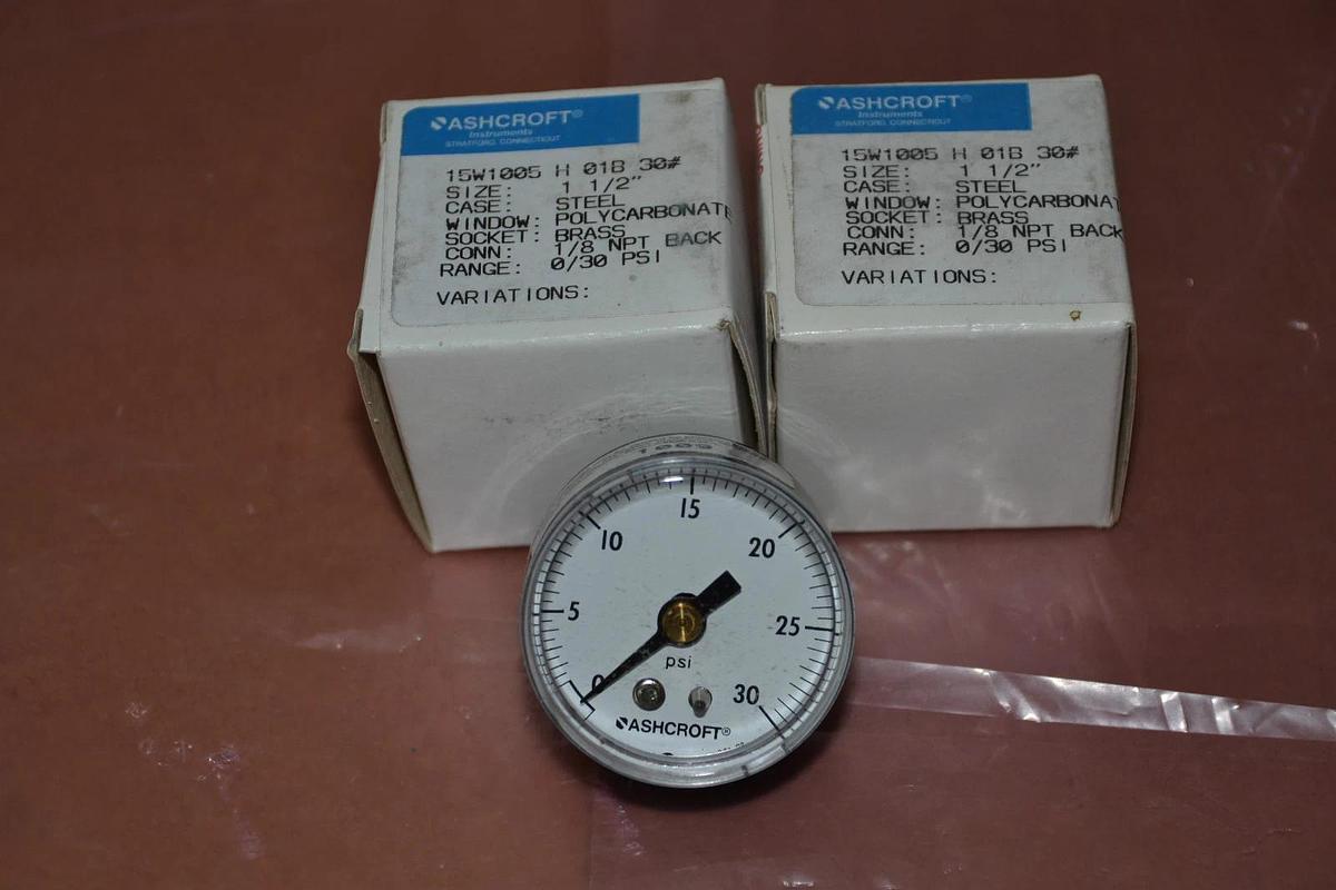 (LOT OF 2) ASHCROFT PRESSURE GAUGE 15W1005 H 01B 30# 15W1005H01B 30#