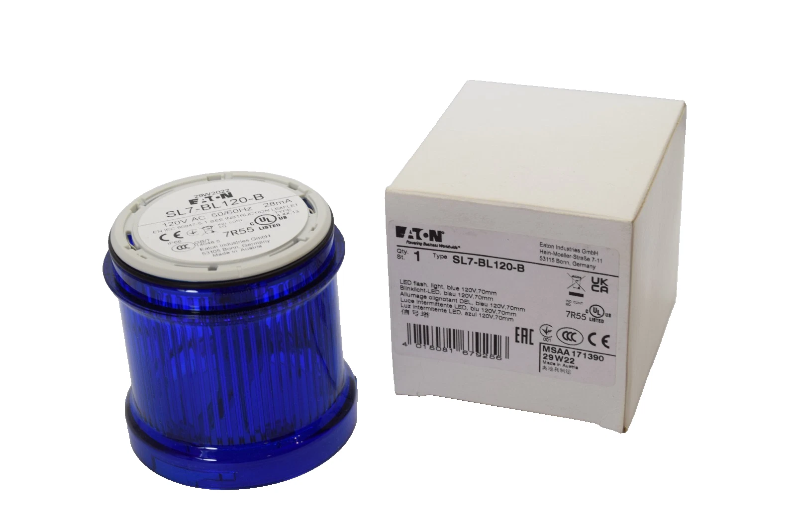 Eaton SL7-BL120-B , SL7BL120B LED Flash Beacon / Stack Light (New)