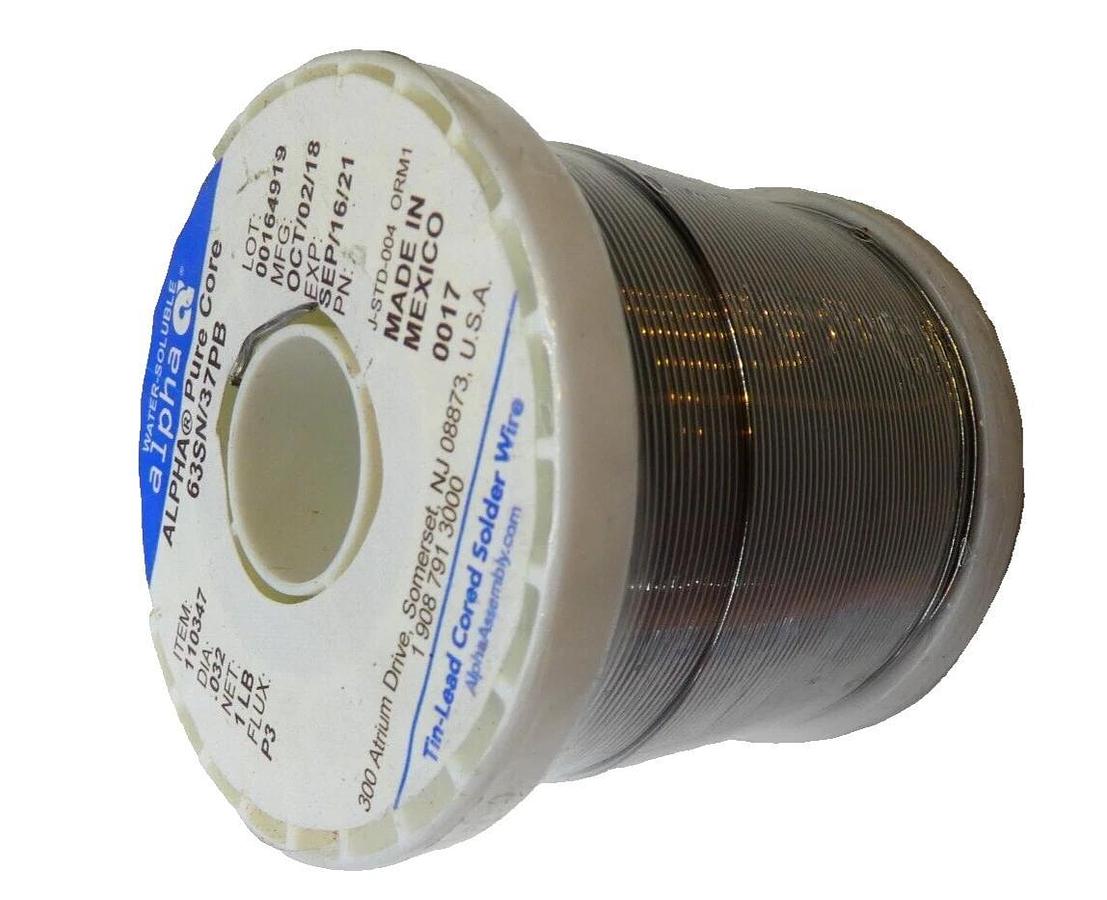 Used Alpha Solder wire 63SN/37PB DIA: .032, 1lb FLUX: P3  Date Expired 2021