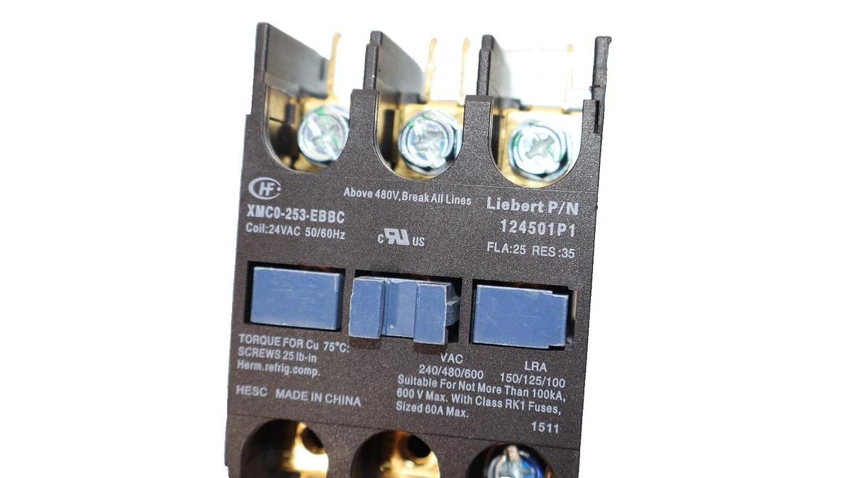 Used LIEBERT / HOMER XMC0-253-EBBC , 124501P1 24Vac 50/60Hz Contactor