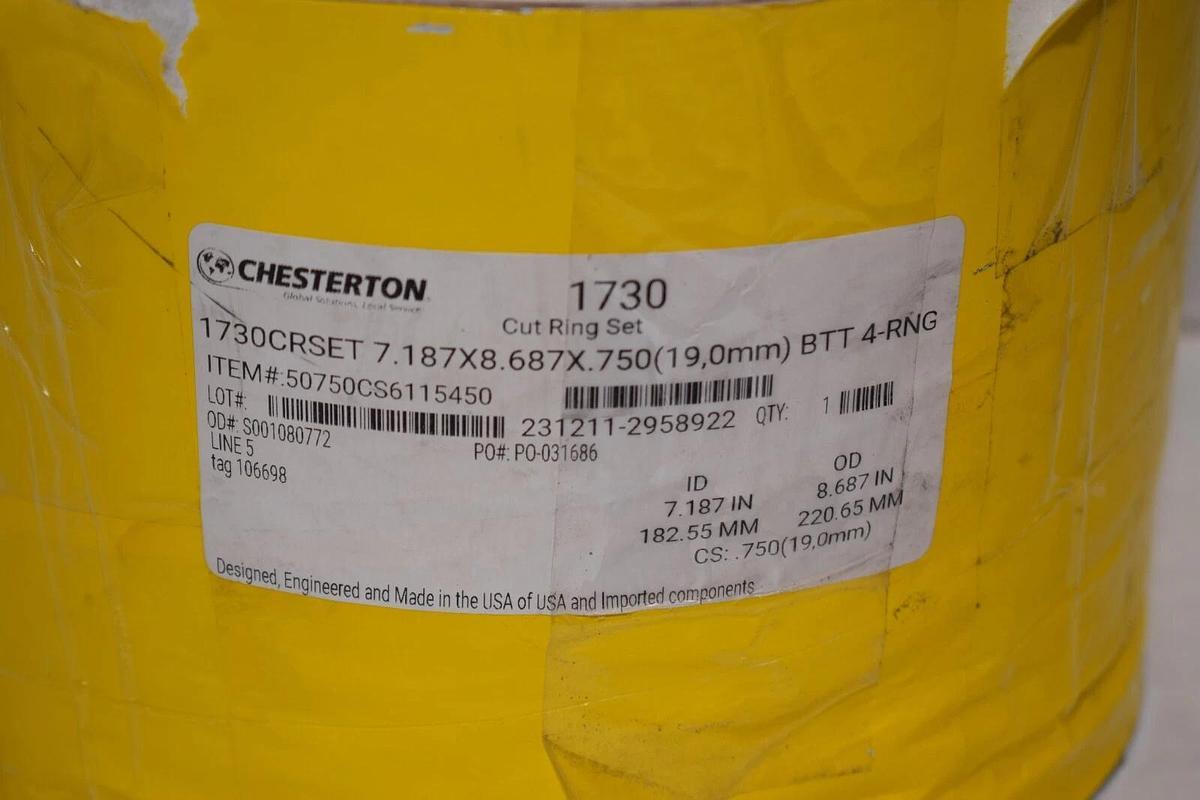 CHESTERTON 1730 Mechanical Seal Service Packing Cut Ring 7.187x8.687x.75 4-RNG