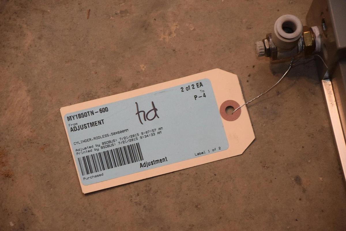 Used SMC MY1B50TN-600 Rodless Air Cylinder Pneumatic Cylinder 115 psi .80 MPa