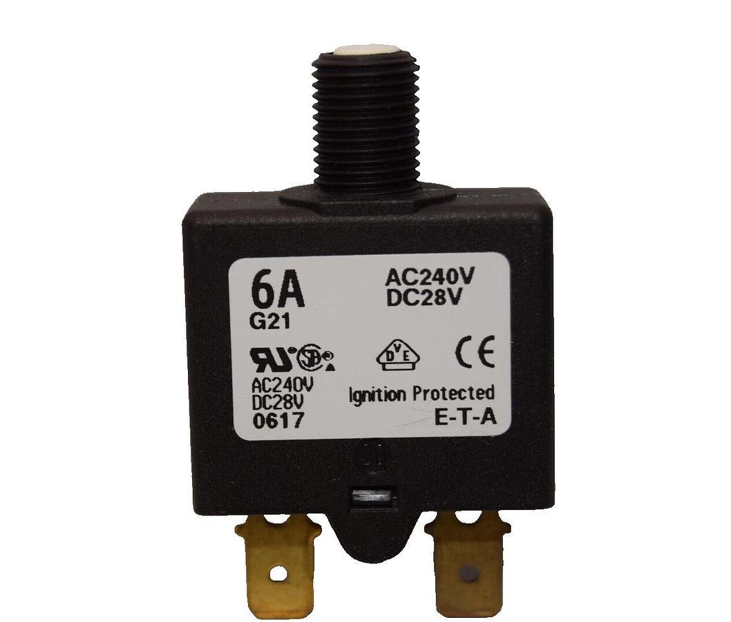 (Lot 5)  E-T-A ETA 1658 G21 6A BREAKER  8-41sec 6 Amp 240vac 28vdc 7...16sec NEW