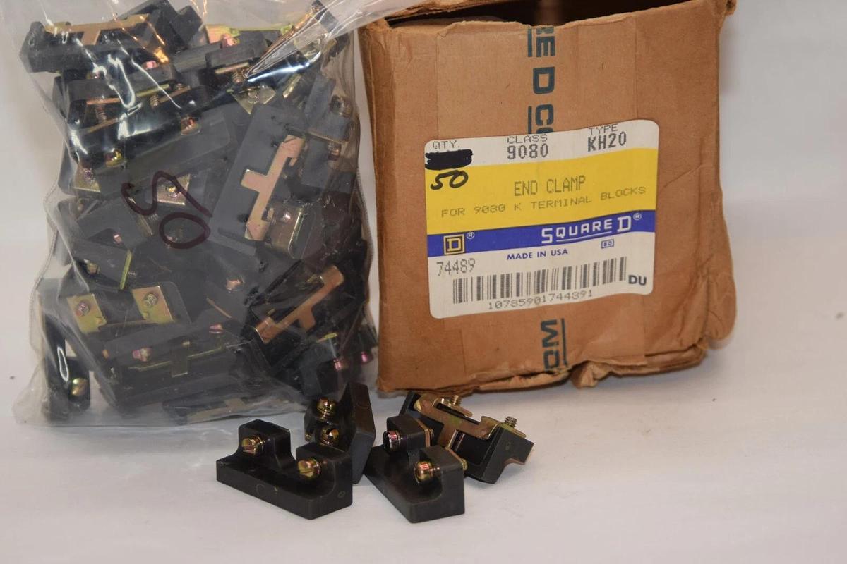(NEW - Lot of 50) SQUARE D KH20 Class 9080 For 9030 K Terminal Block End Clamp
