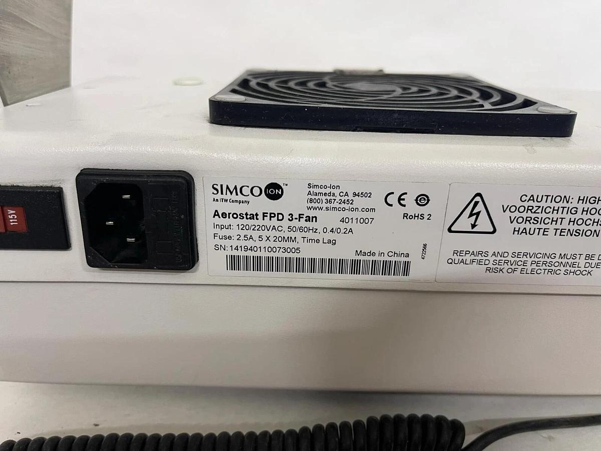 Used Simco Ion Aerostat FPD 3-Fan Ionizing Air Blower Fan 120/220v 4011007