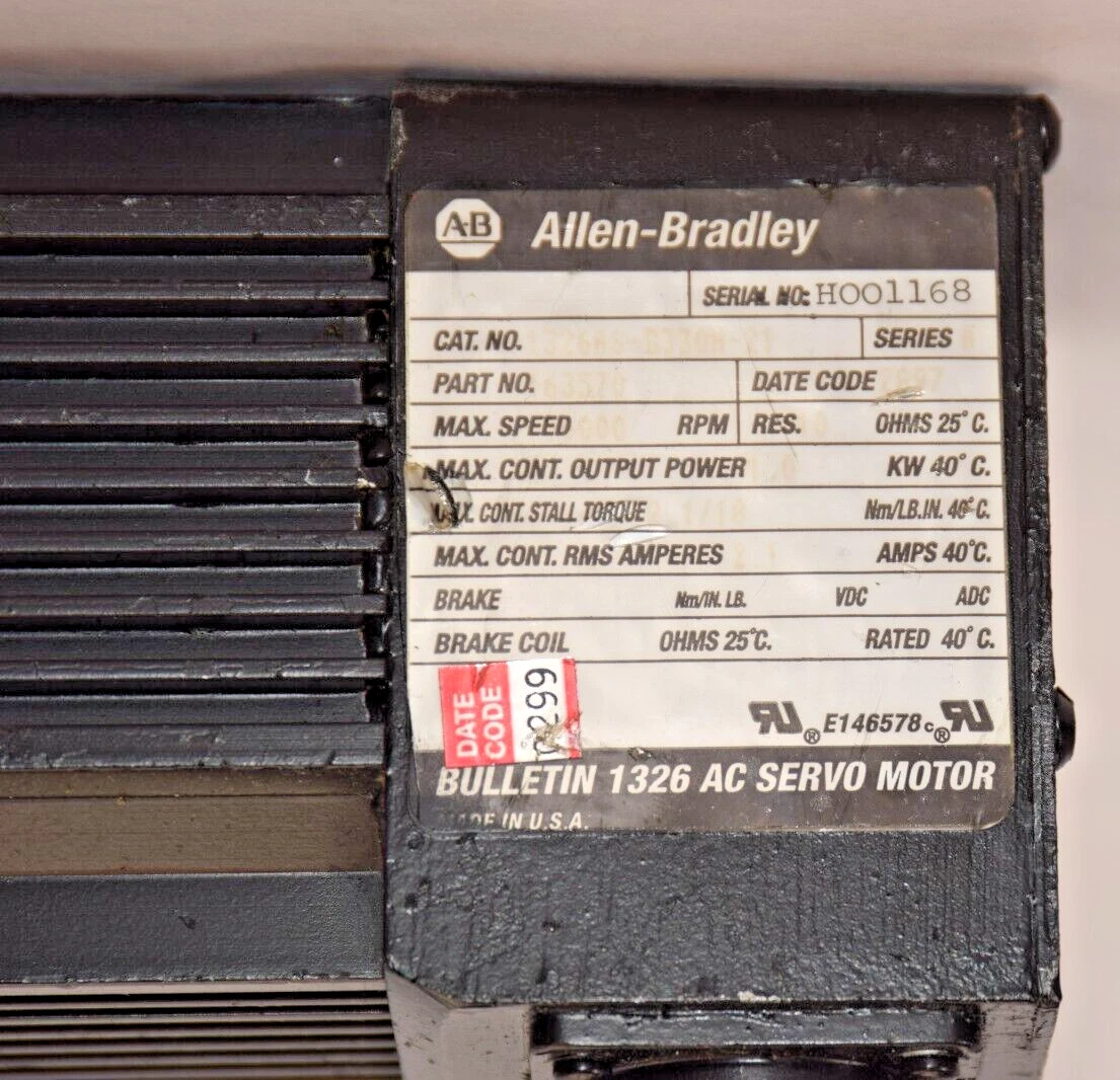Used ALLEN BRADLEY 1326 AC Servo Motor 1326AS-B330H-21 1326ASB330H21 Ser A 6000rpm