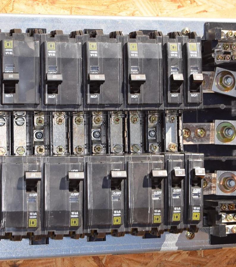 Used Square D 42 Circ 225A Main Lug Panelboard Interior NQOM442L225GSA 3ph 20a & 30a