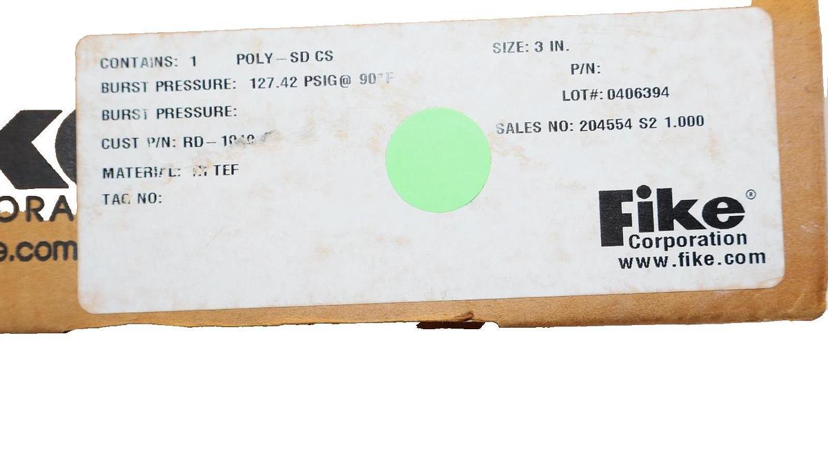 Fike Corporation Rupture Disc RD-1019 3" 127.42psi @ 90°F (New)