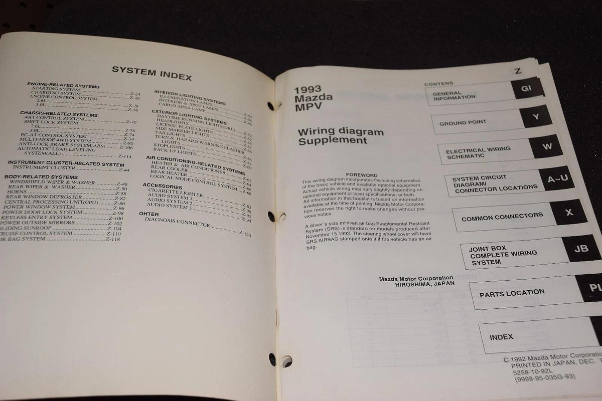 Used 1994 Mazda 929 Electrical Wiring Diagram Service Repair Shop Manual FACTORY OEM