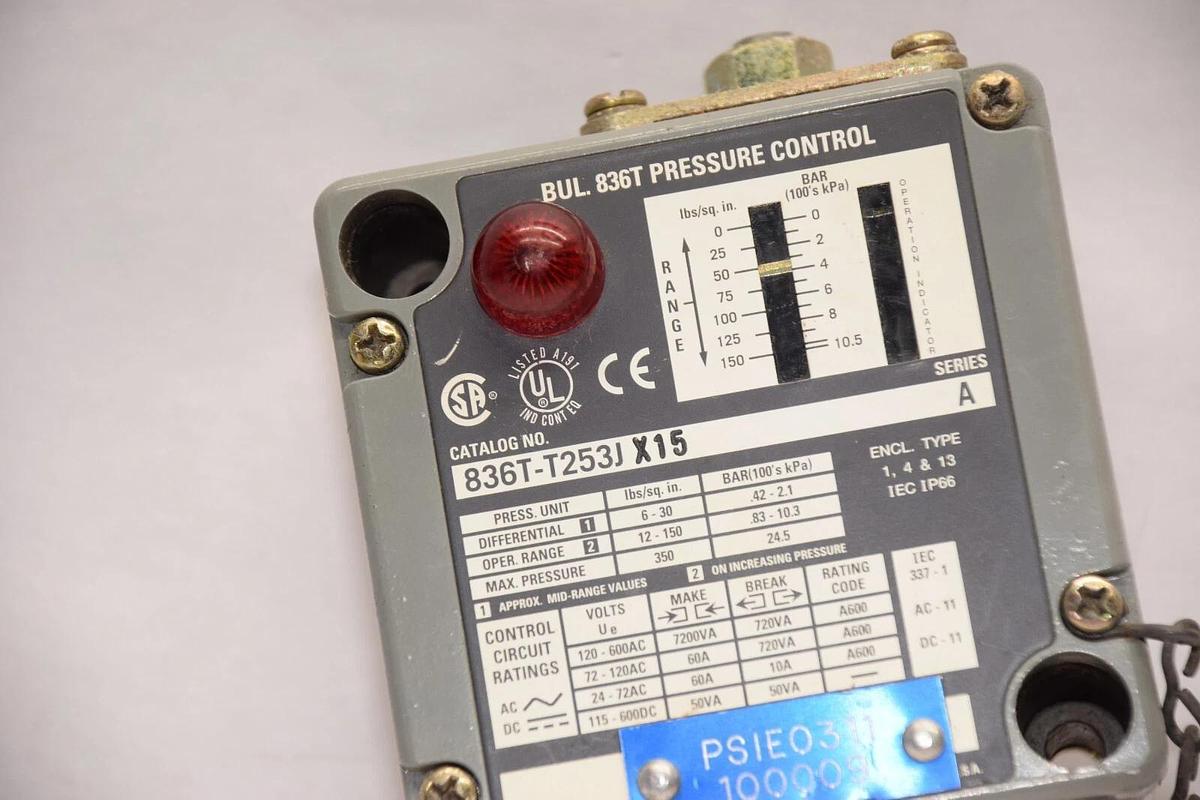 Used ALLEN BRADLEY 836T-T253JX15 Series A Pressure Control Switch