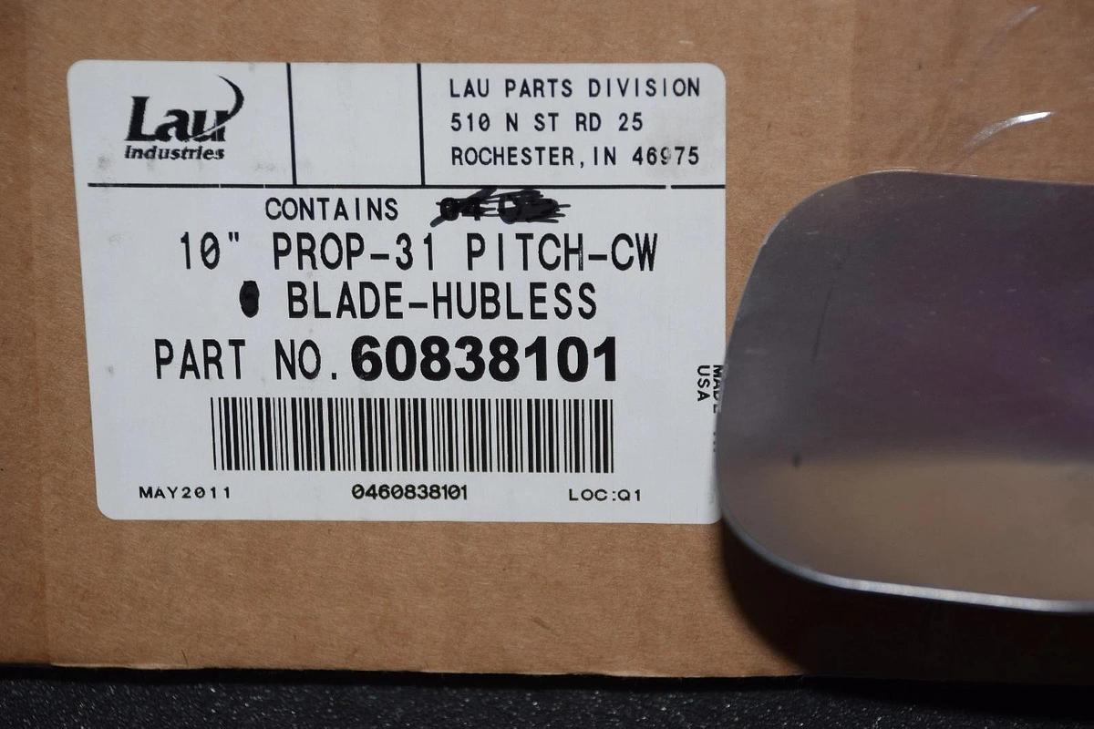 (1) Lau Industries 10" Prop-31 Pitch-CW Hubless Blade 60838101 NEW