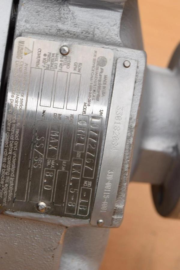 PumpWorks Industrial DXP Pump GRP1 1x1.5x8 GRP1-1x1.5x8 316SS (Refurbed)