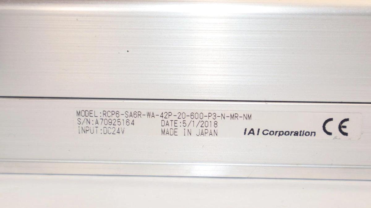 Used IAI Corporation RCP6-SA6R-WA-42P-20-600-P3-N-MR-NM 24Vdc Cylinder