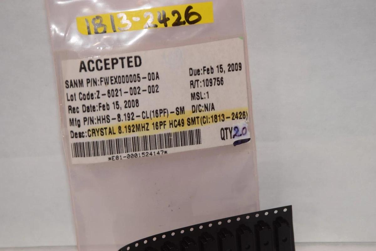 (NEW - Lot of 20) HHS-8192-CL(16PF)-SM Crystal 8.19MHZ 16PF HC49 SMT Oscillator