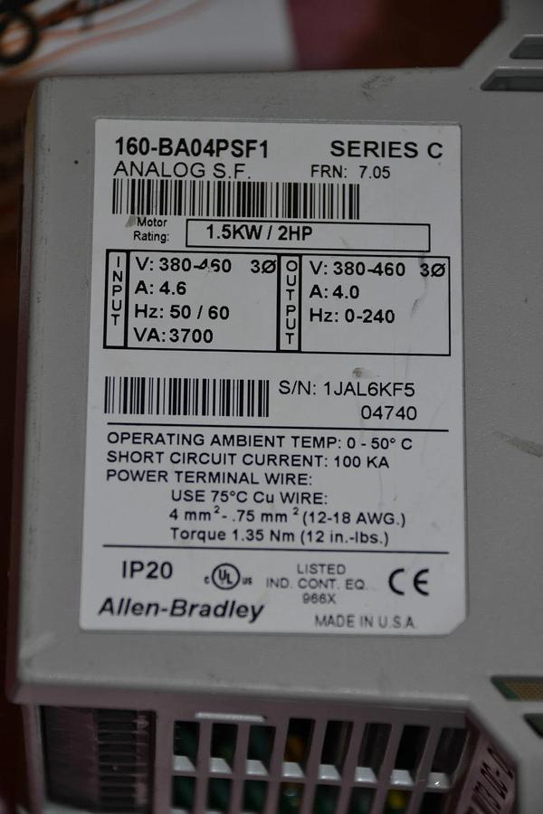 Used ALLEN BRADLEY ANALOG 160-BA04PSF1 160 BA04PSF1 160BA04PSF1 SER. C 460 V 460V