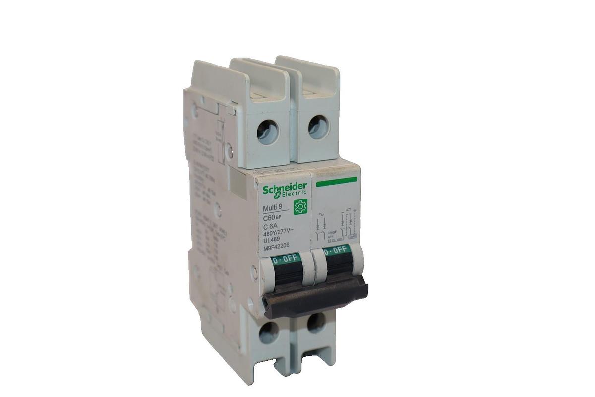 Used Schneider Electric M9F42206 6A Amp 2 Pole Multi 9 Circuit Breaker