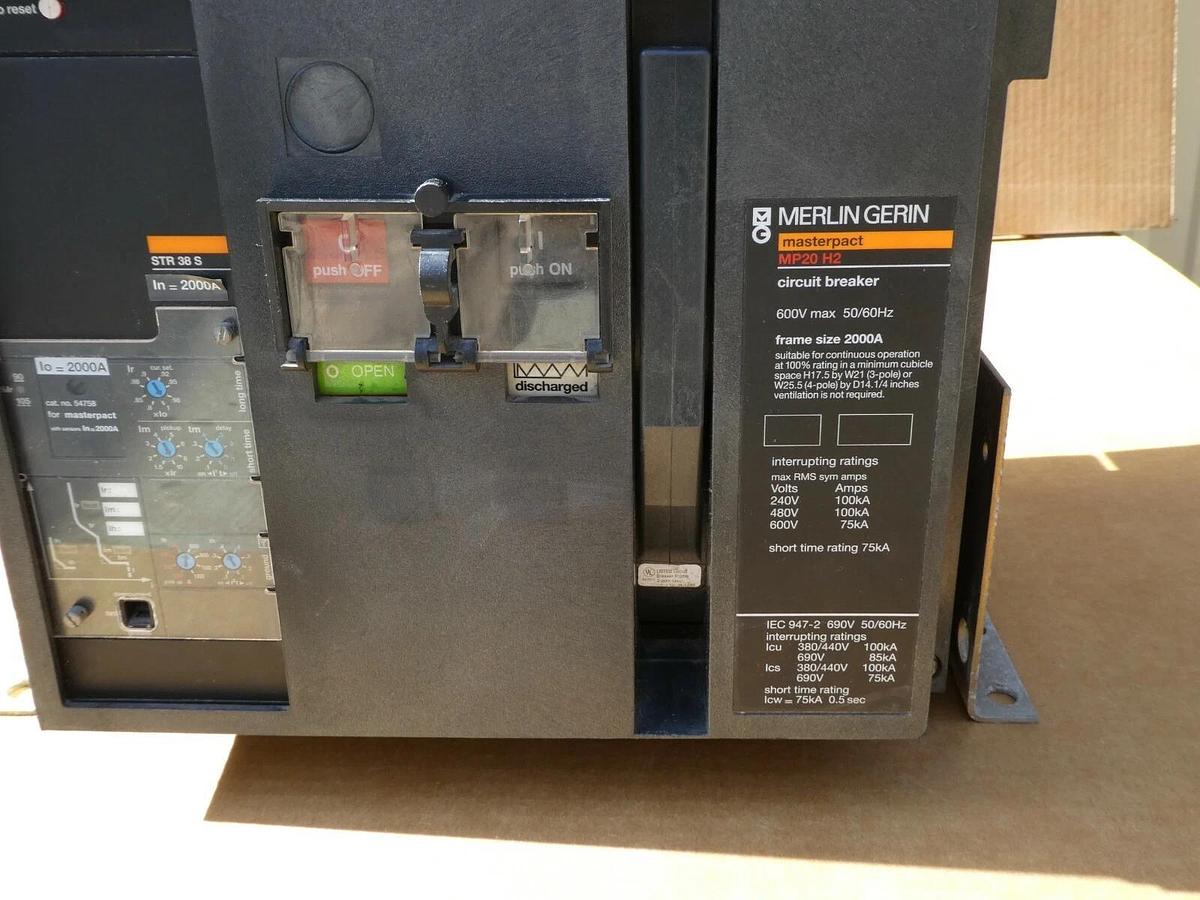 Used Merlin Gerin MP20H2 2000A  Masterpact Circuit Breaker 2000 Amp w/ Shunt MP20 H2