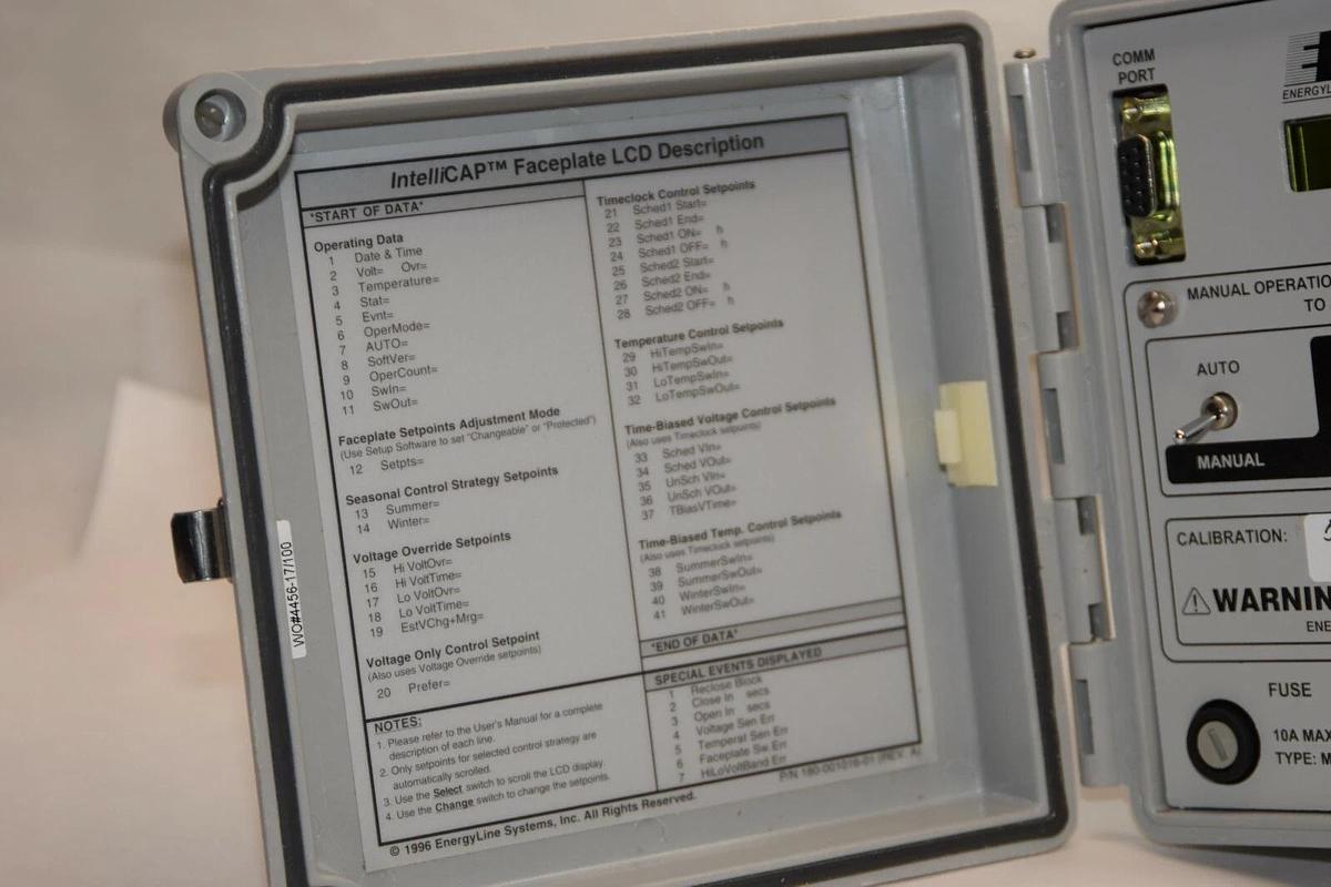 ENERGYLINE IntelliCAP IC-10H-40 Automatic Capacitor Control ICAP105S Rv 1.05 NEW