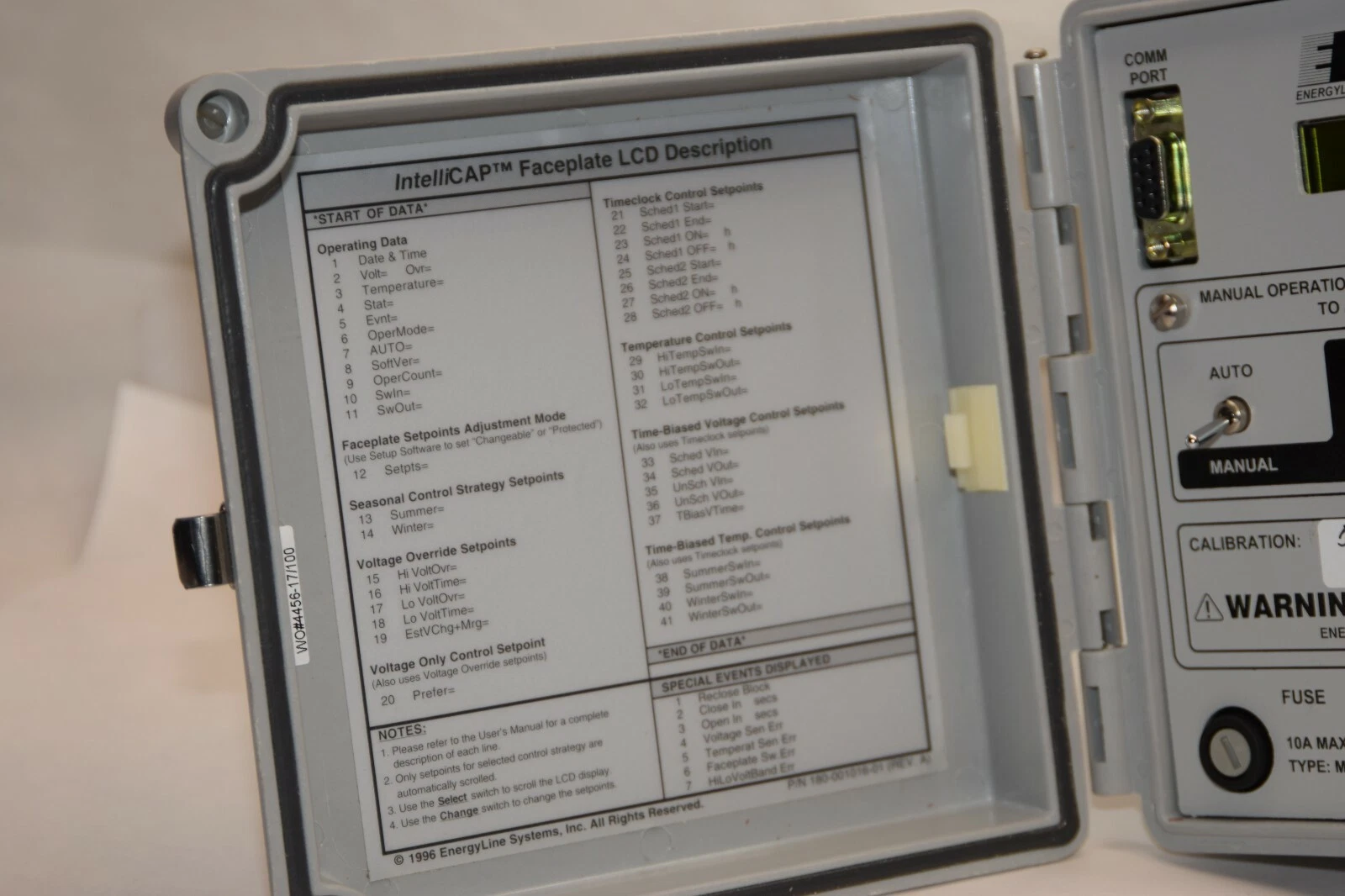 ENERGYLINE IntelliCAP IC-10H-40 Automatic Capacitor Control ICAP105S Rv 1.05 NEW