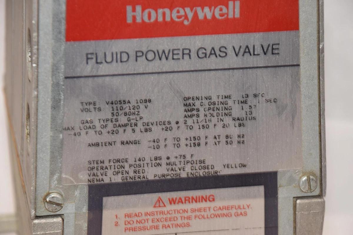 (NEW) HONEYWELL V4055A 1098 , V5055 / V5097 110/120V Fluid Power Gas Valve