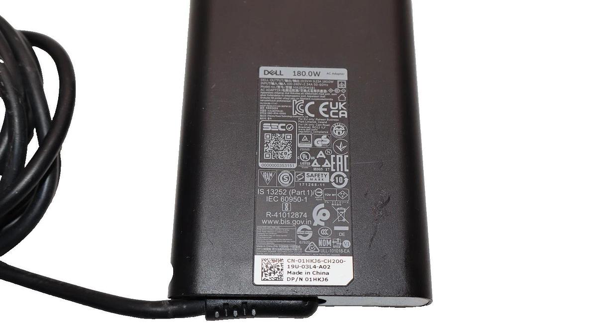 Used Dell 180.0W AC Adapter 100-120V 2.34A HA180PM181 With Power Cord OEM