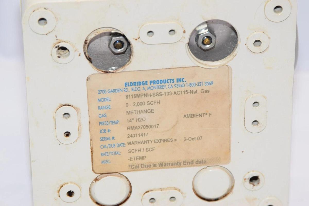 Used EPI 8116MPNH-SSS-133-AC115-NAT Master-Touch Series 8000MP/NH Gas Mass Flowmeter