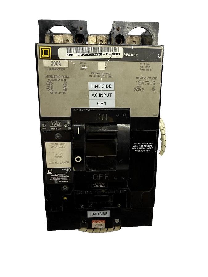 Used SQUARE D LAF363002330 LAF36300 300A Shunt Trip Circuit Breaker LA11028 300 Amp A
