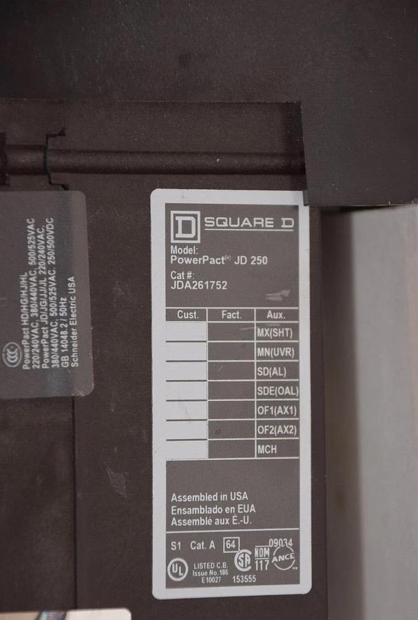 Refurbished Square D PowerPact Breaker JD250 JDA261752 JDA 261752 175a trip (NEW)
