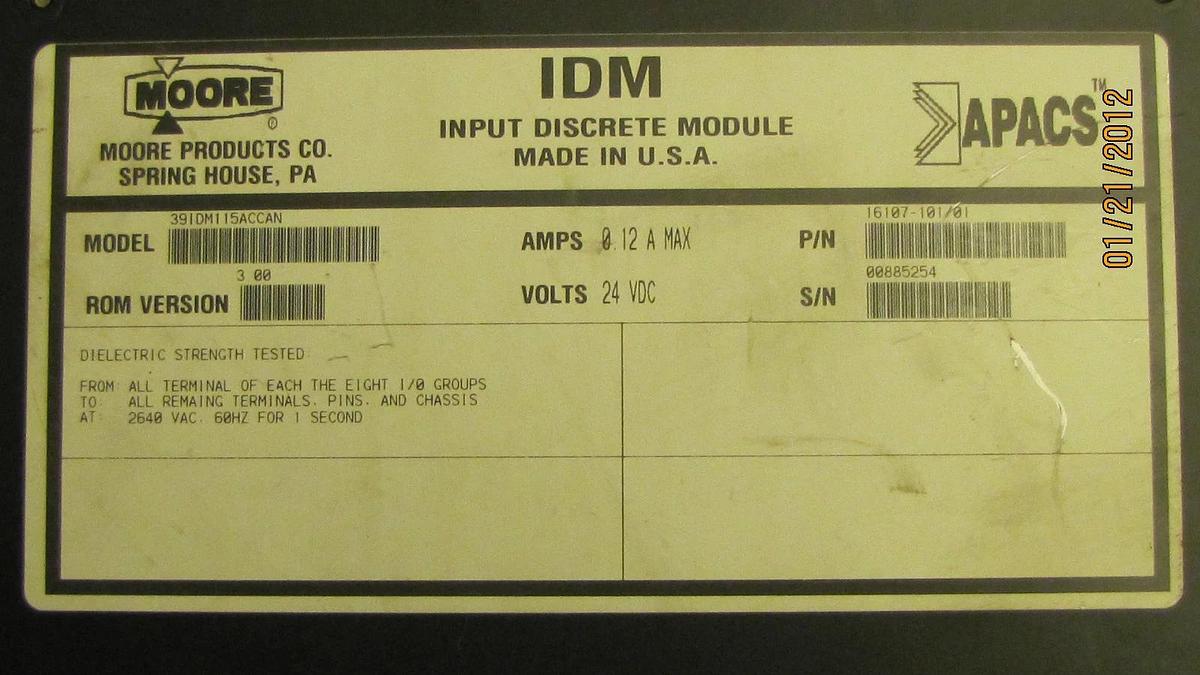 Used MOORE INPUT DISCRETE MODULE 39IDM115ACCAN IDM 115 VAC